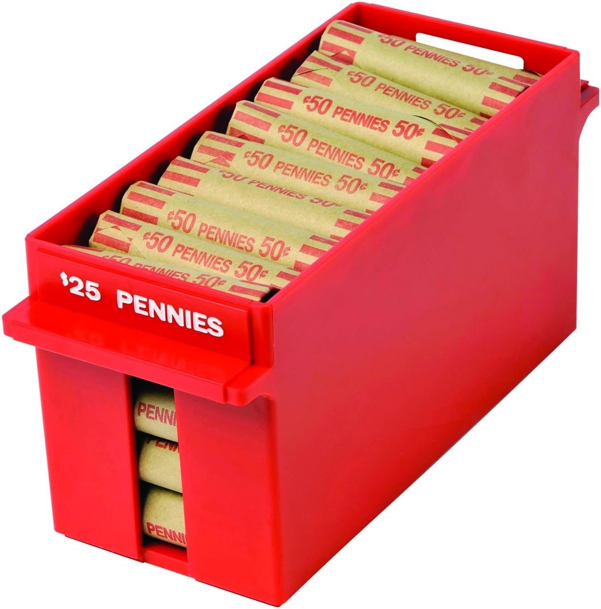 MMF Industries Porta-Count Extra-Capacity Rolled Coin Penny Storage Tray, 25 Dollar Capacity, Red (212070107) : Coin Sorters And Counters : Office Products