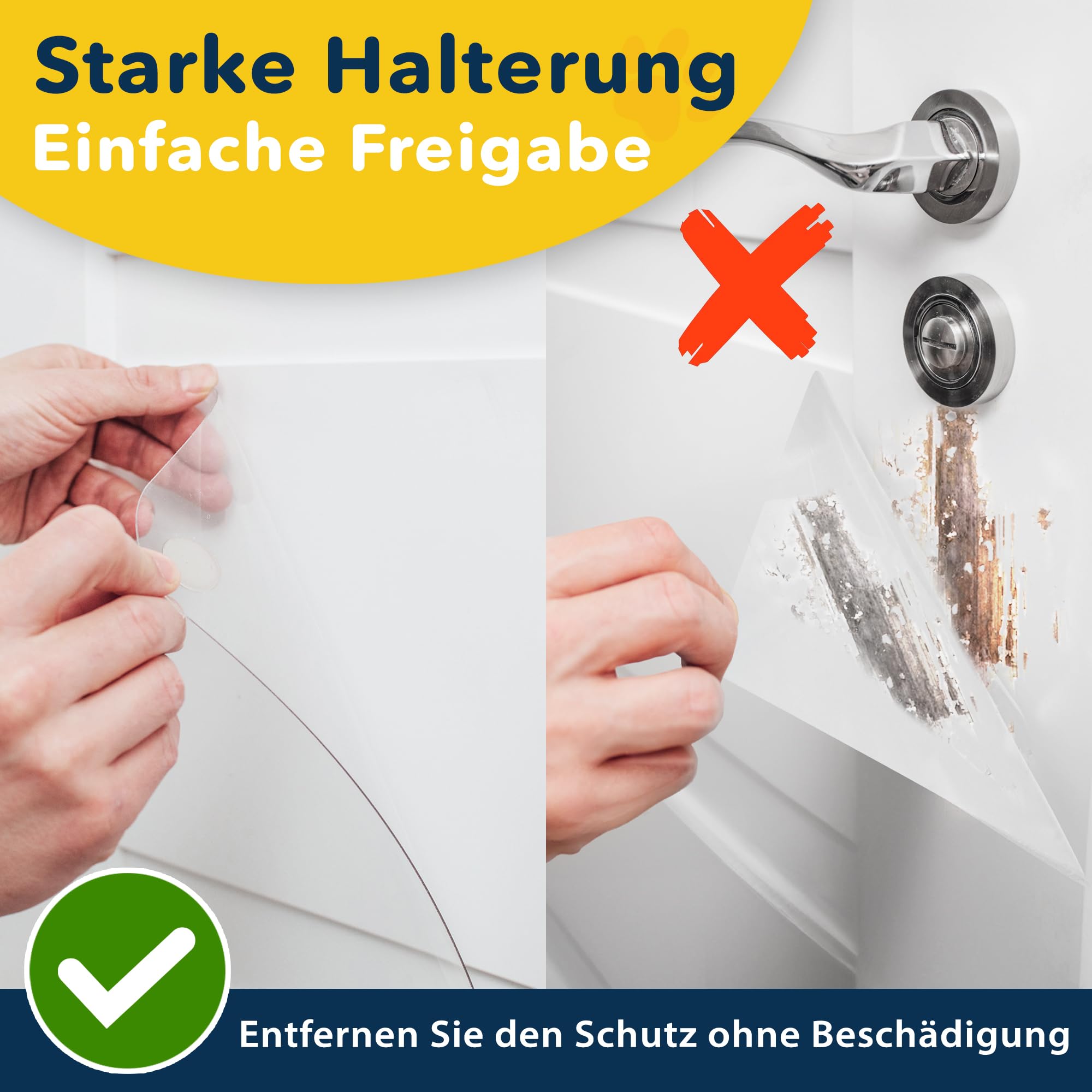 PROTECTO 2er Pack 90x60 cm Hunde und Katzen Kratzschutz Tür – Ultrastarker Hunde- und Katzen Kratzschutz - Einfache Anbringung - Kratzschutz Katze und Hund Transparent Möbel, Balkontüren, Fenster