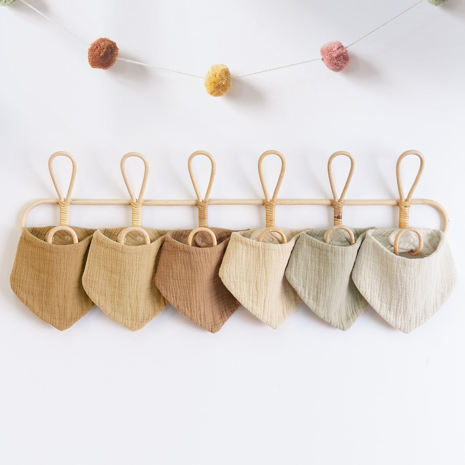 Bavoirs Bébé Naissance 6 Pièces - Bandana en Mousseline Douce et Hautement Absorbante - Réglables pour Nouveau-Né Garçons et Filles Beige Marron