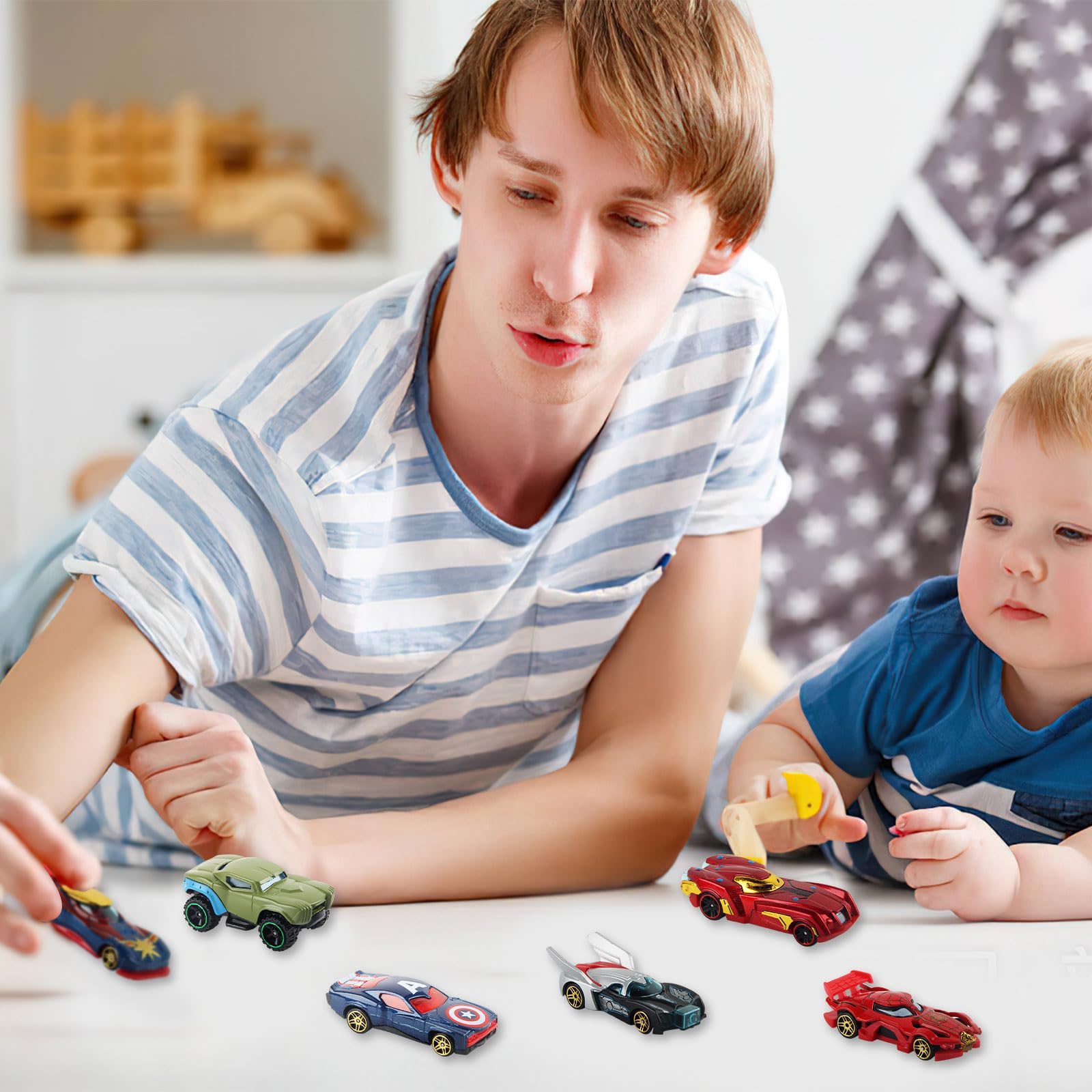 ZoneYan 6 Petites Voitures Jouets Enfants - Mini Modèles Friction Super-Héros