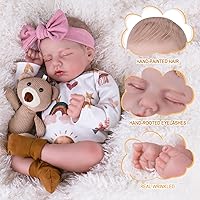 Vista 5 de Aori Muñecas de Bebé Reborn Realistas de la Vida Real Muñecas de Bebé de 20'' Bebé Recién Nacido Durmiendo Niña con Ropa de Muñeca Arcoíris