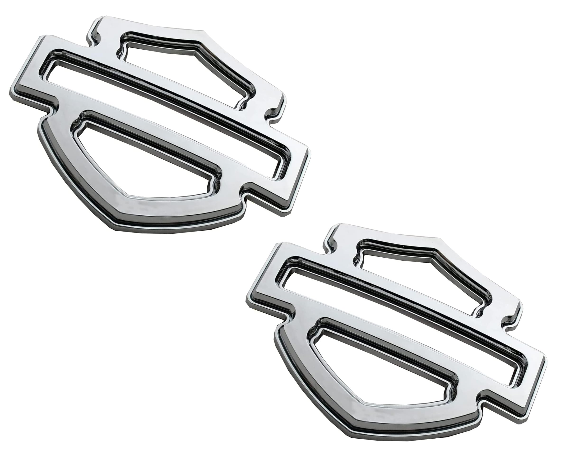 2pcs New Badges Double Layer Emblems Replacement for Harley CVO Custom Tank Emblems (Chrome)