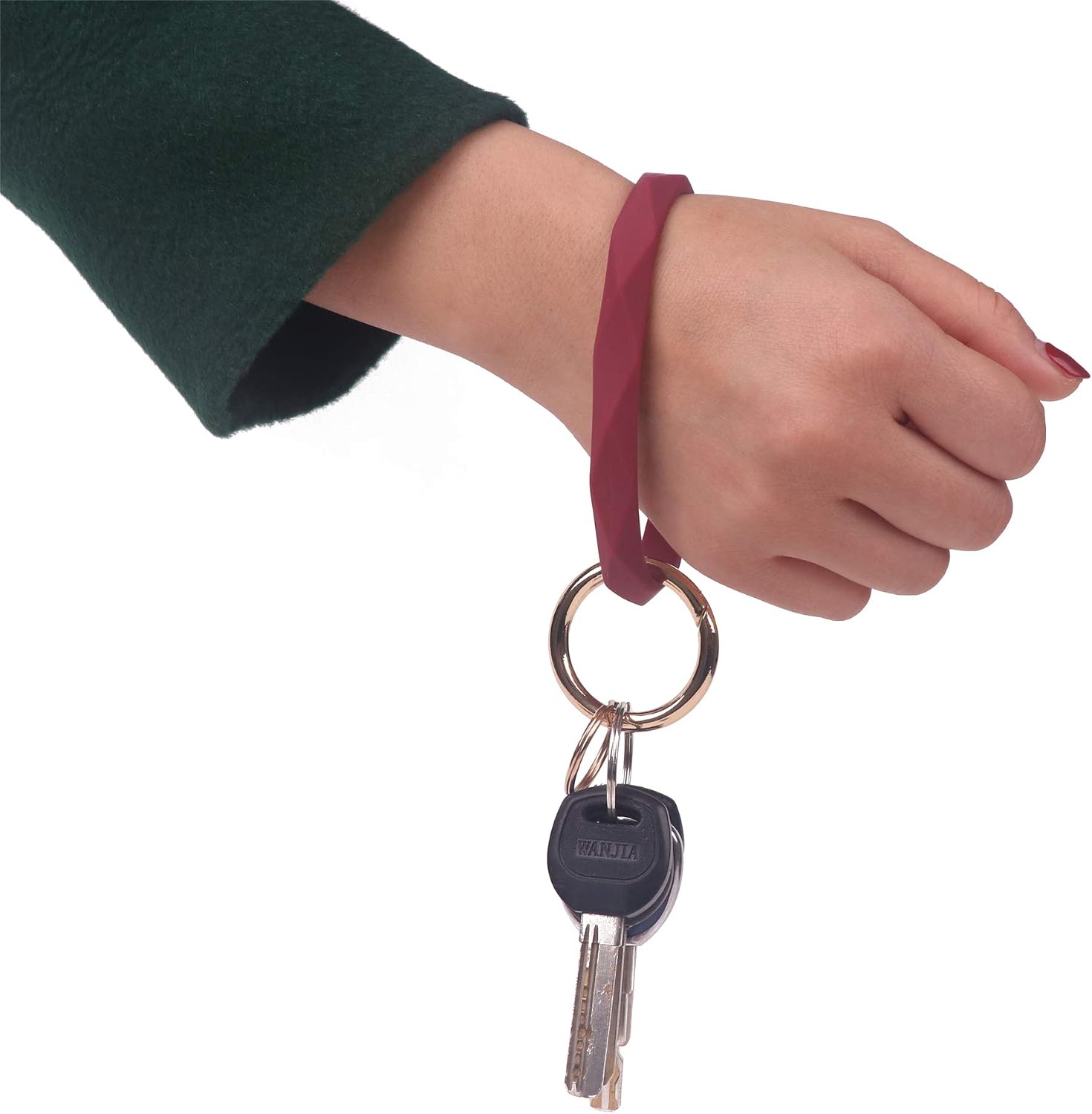 YAKA Silicone Wrist Rhombic Keychain Circle Bracelet Rubber Bangle Round Keyring