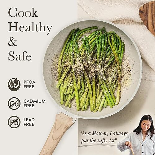 Miniatura 3 de Juego de 7 ollas y sartenes, antiadherentes, apilables, utensilios de cocina de aluminio seguros para inducción con tapas para todas las estufas,