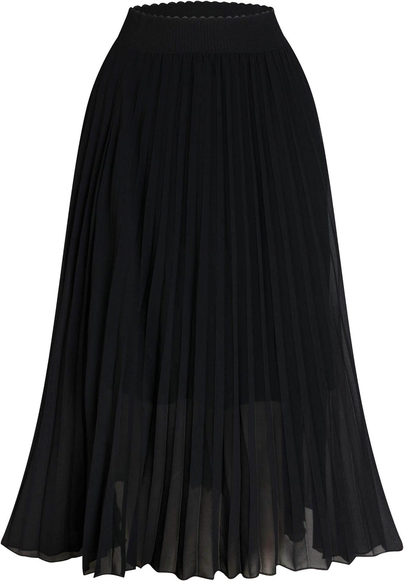 Womens Pleated Skirt Ladies Midi Summer Casual Evening Elasticated Waist Party Swing Skirt