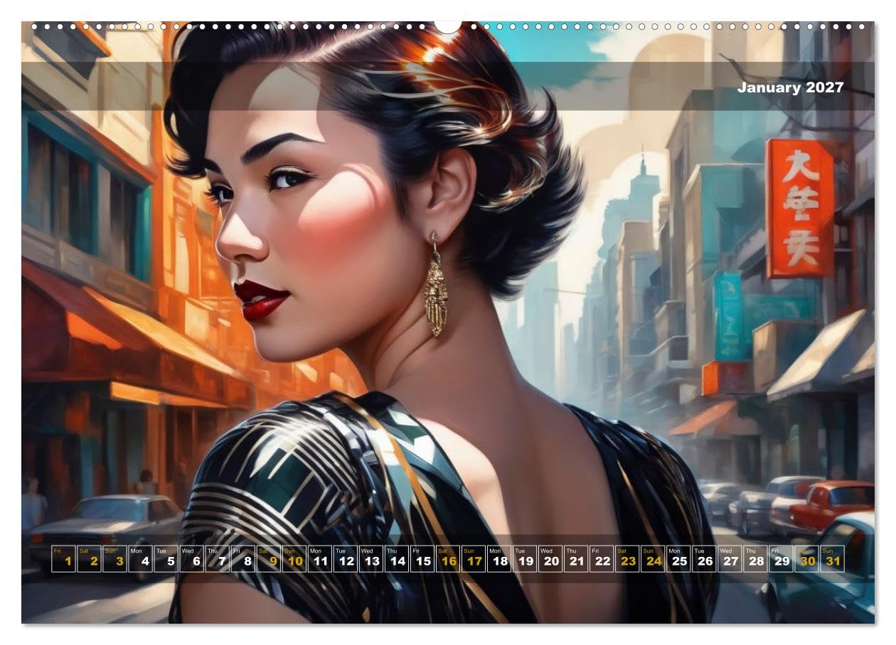 Yolanda's portraits, a graphic portfolio (High Quality Premium Wall Calendar 2027 DIN A2 landscape),CALVENDO 12 Month Wall Calendar: A face in twelve pictorial manifestations