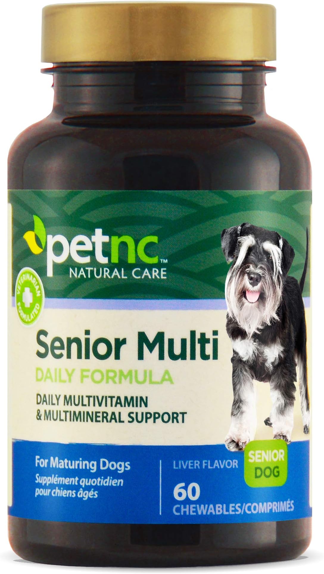 Petnc Senior Multi Chewables (60 Count), Daily Dog Multivitamin & Multimineral Support, Includes Zinc, Magnesium, Iron & More, Supports Overall Health, For Mature Dogs, Liver Flavor