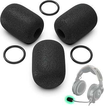 Replacement Mic Windscreen for Bose X A10/A20/A30 Aviation Headset, 3-Pack Foam Microphone Covers, Pop Filter & Wind Noise Protector Not for Proflight Series 2