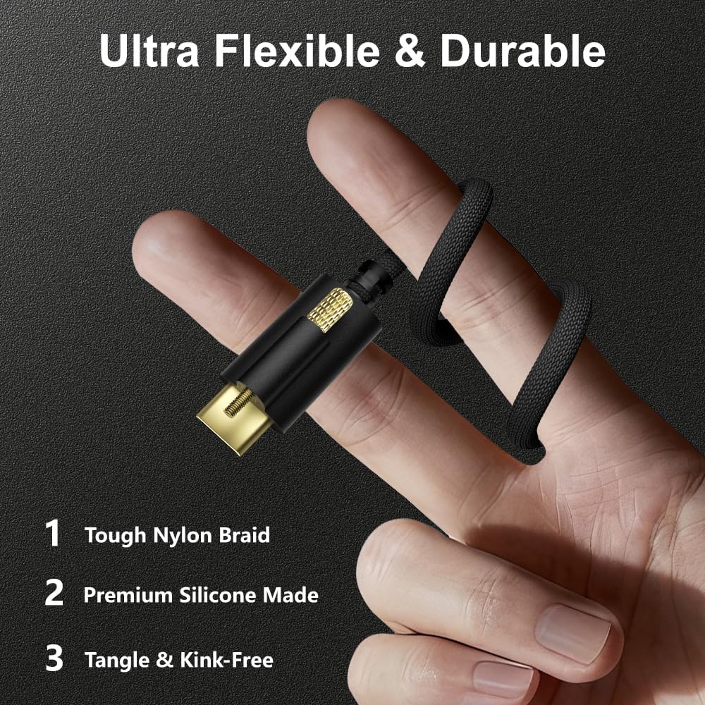Alvin's Cables Ultra-Flexible Locking USB-C to USB-C Power Cable for Blackmagic Pyxis Monitor, URSA Cine EVF, USB-C 3.2 10Gbps Data Transfer Cable for Blackmagic Pyxis 6K or URSA Cine 12K 3.3ft