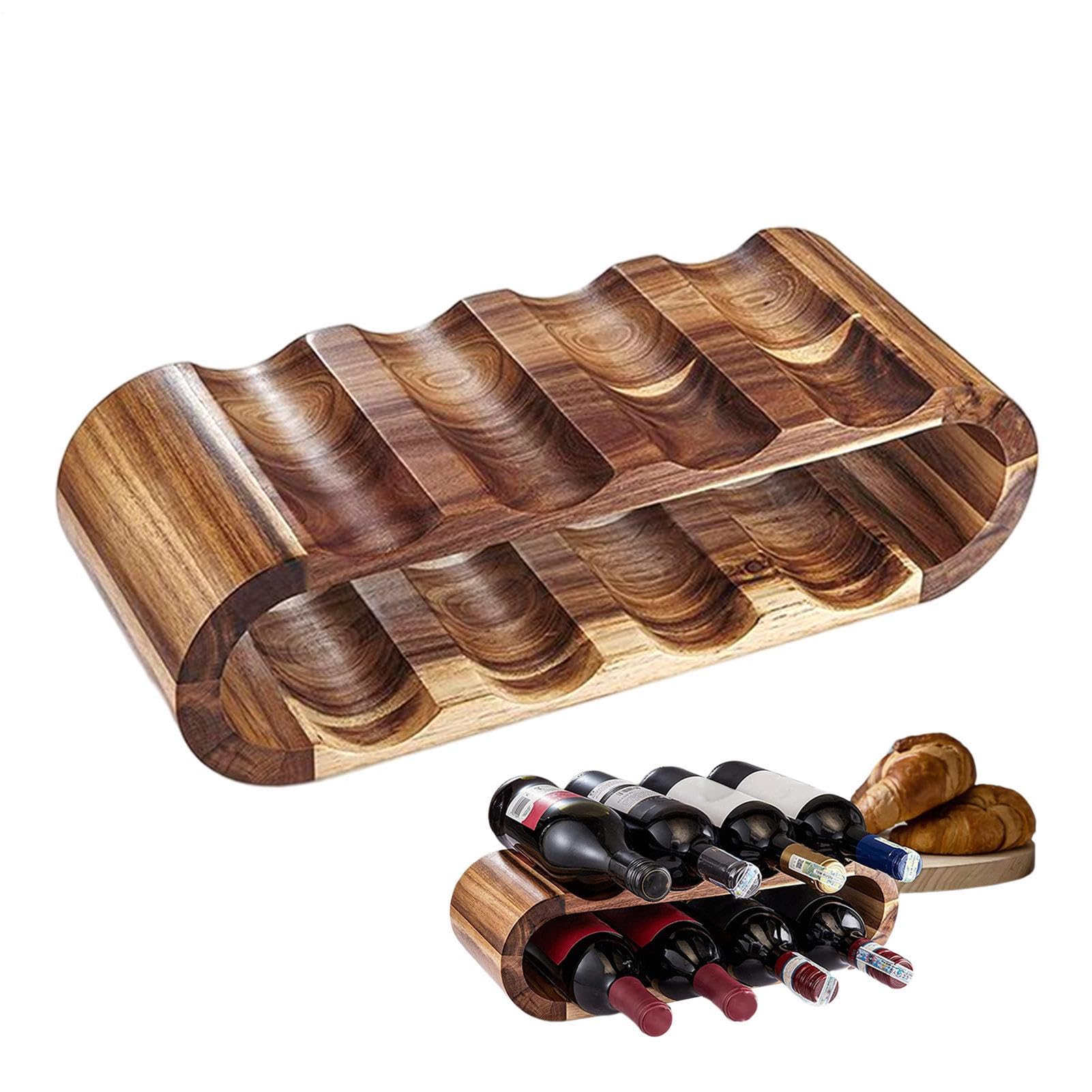 Portabottiglie In Legno A 2 Ripiani 8 Posti Organizzazione Risparmio Spazio | Di Archiviazione Per Vino Per Appassionati Regalo Casa Arredamento Interni