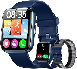 Quican Smart Watch (Android & iPhones), 1.8" HD Alexa Built-in Smart Wacthes for Women Men with Heart Rate Monitor, Sleep/Step Tracker, 120+ Sports Fitness Watch for Women, 3ATM Waterproof Sport Watch