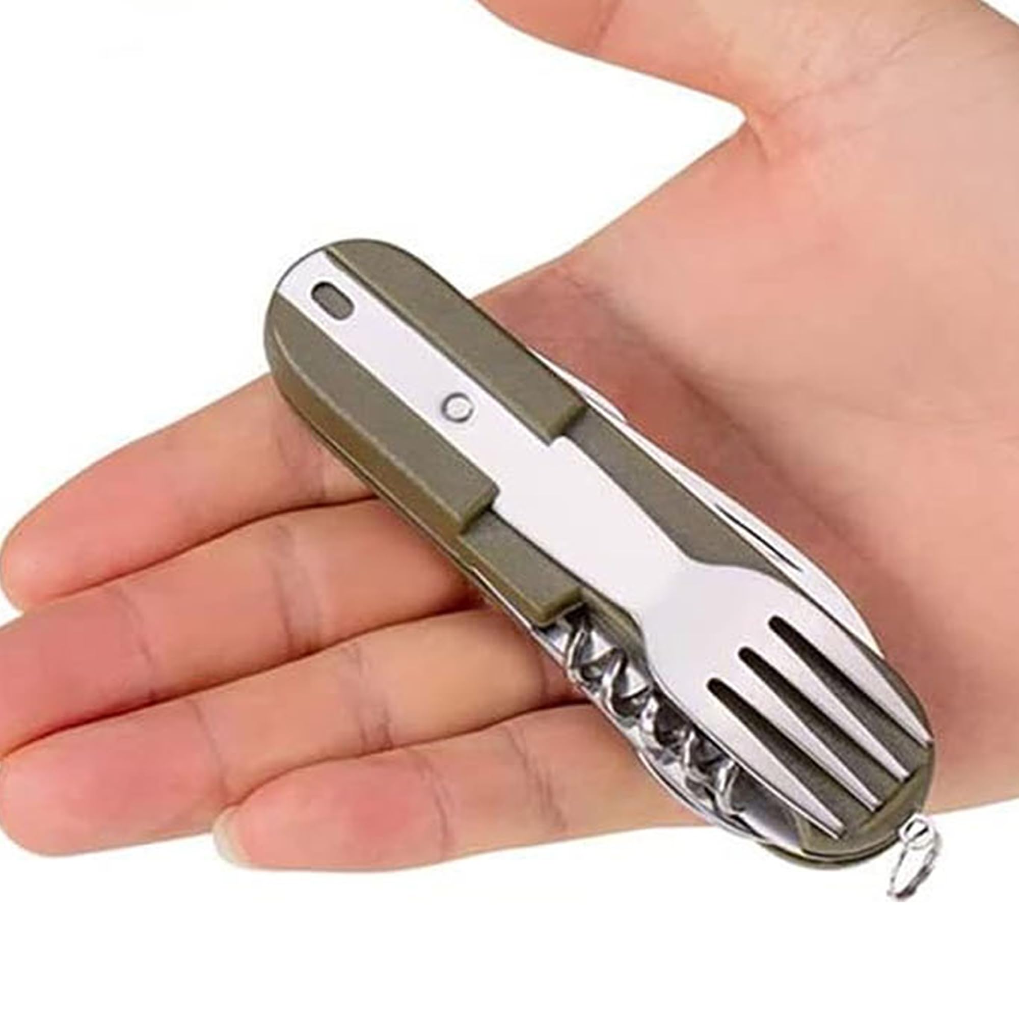 Set 3 Posate Da Campeggio Pieghevoli In Acciaio Inox - Coltello, Forchetta, Cucchiaio Con Borse