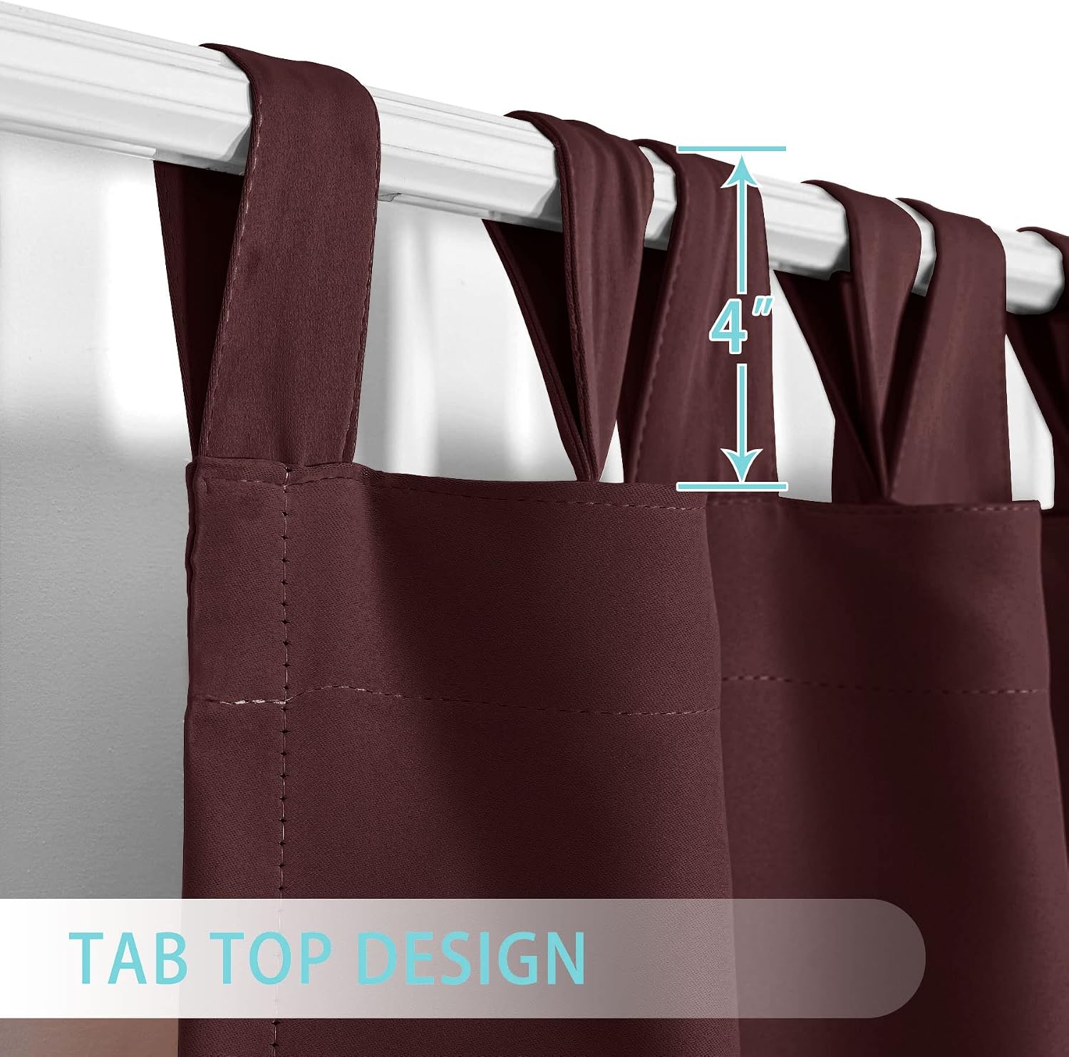 Macochico Outdoor Detachable Tab Top Curtains Panels Burgundy 52W x 84L Thermal Insulated Privacy Protection Lightproof Water Repellent Blackout Drapes for Patio Garden Backyard Gazebo Porch (1 Panel)