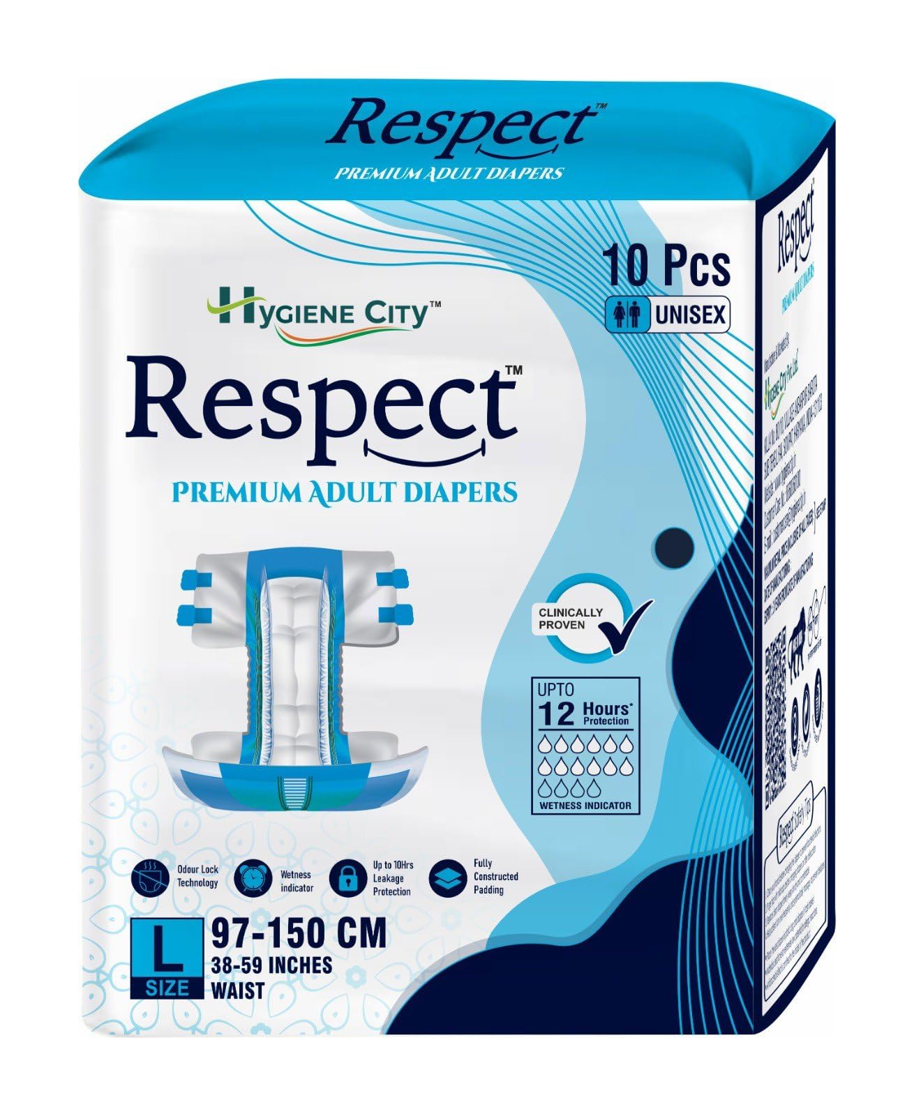 HYGIENE CITY Respect Adult Diapers Large Size(L)|10 Hr Absorption-Protection|Unisex With Wetness Indicator|Odour Control|Goodness Of Aloe Vera|30 Units (B0CYLSCP2S) Amazon Price History, Amazon Price Tracker