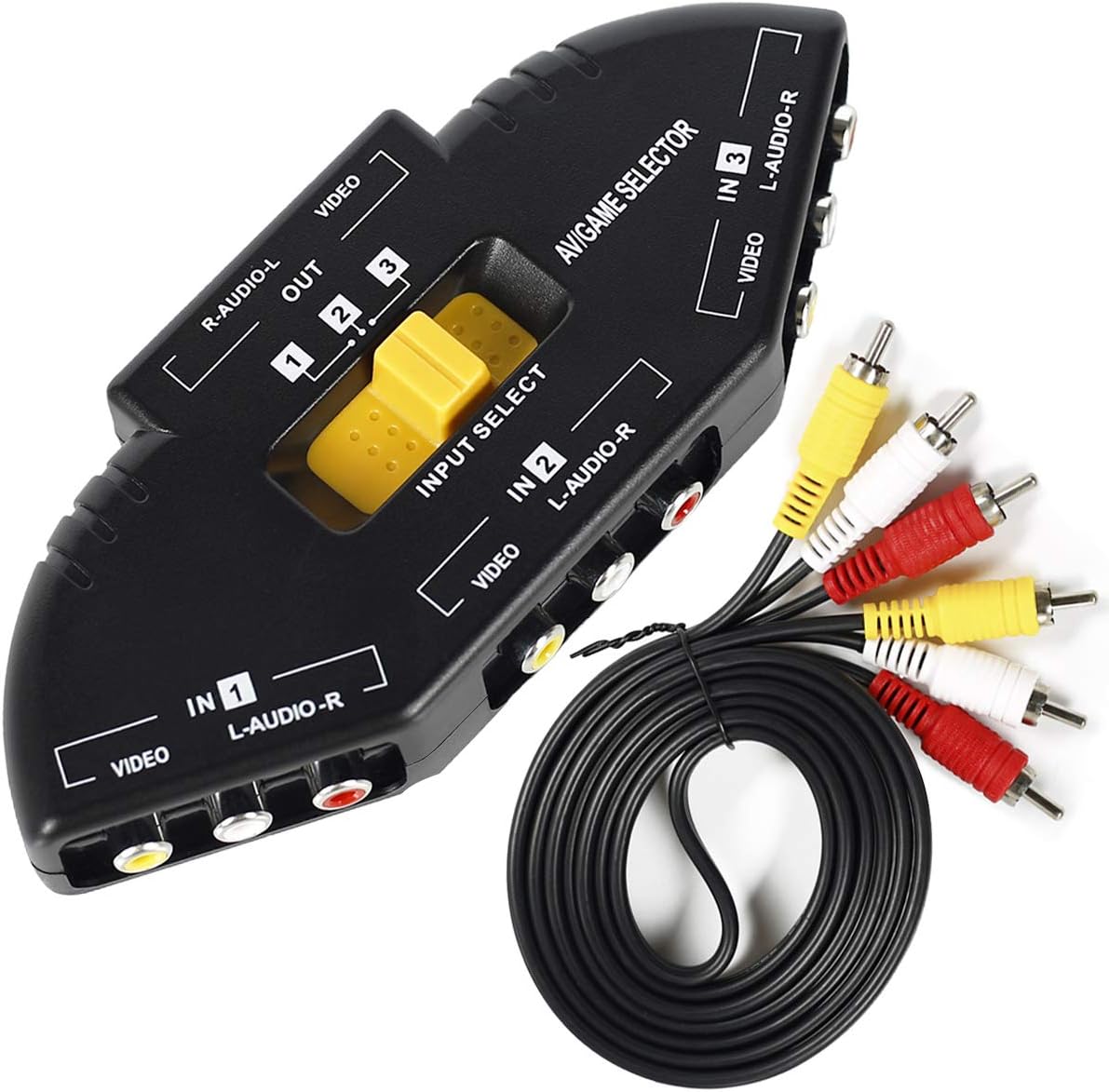CHUNGHOP AV SWITCHER AV Switch 3 Way Outlets Converter Port Splitter RCA Audio Video AV Switch Box Game Selector (3 in 1 Out) for TV