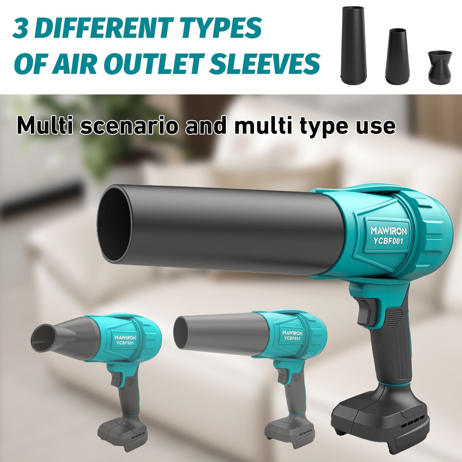 Soplador Inalámbrico 18V 5.5Ah, Soplador de Hojas a Batería con Motor Potente, Mango Antideslizante, Diseño Ergonómico, para Jardín Terraza Nieve Polvo