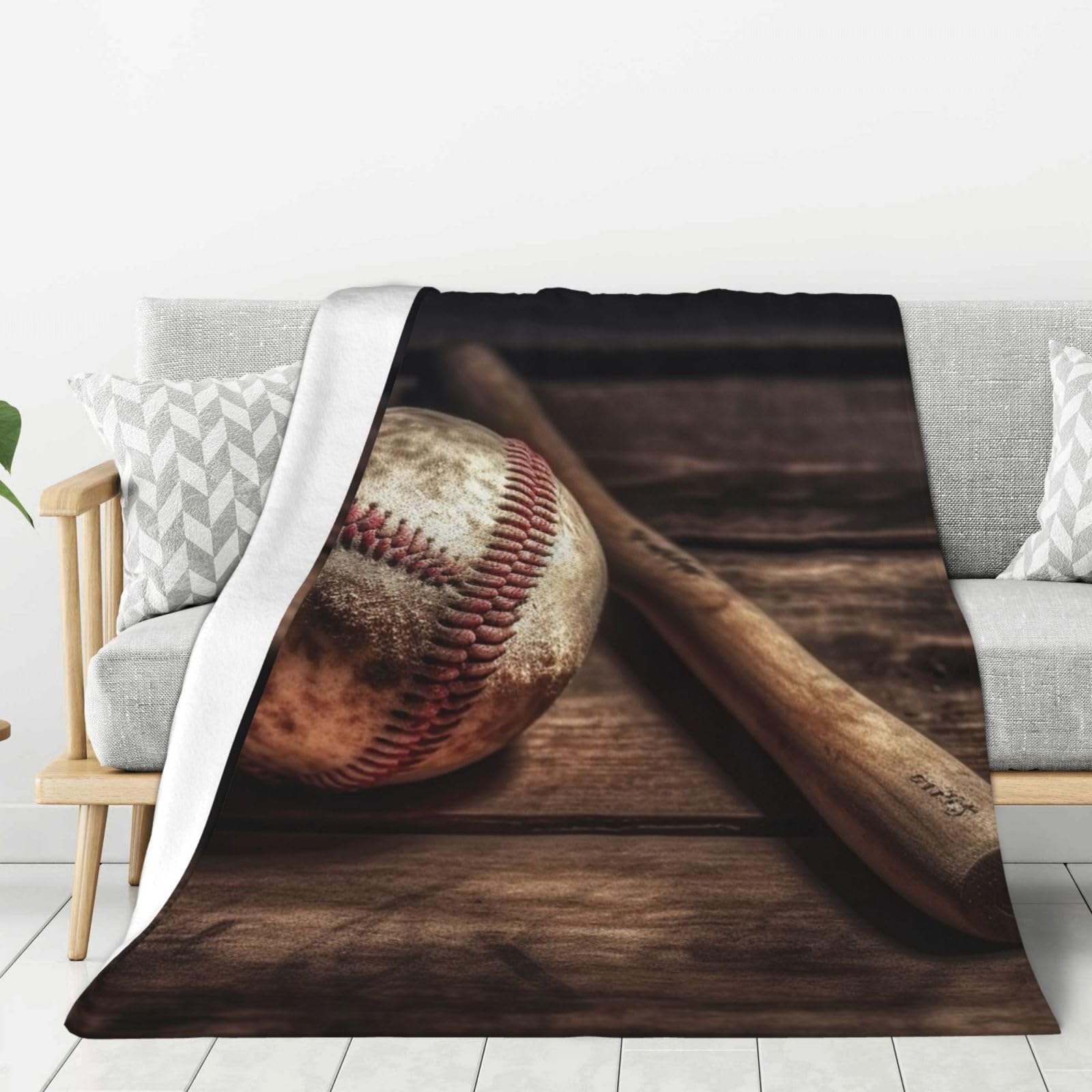 Couverture flanelle baseball douce, idée cadeau originale pour lit et voyage