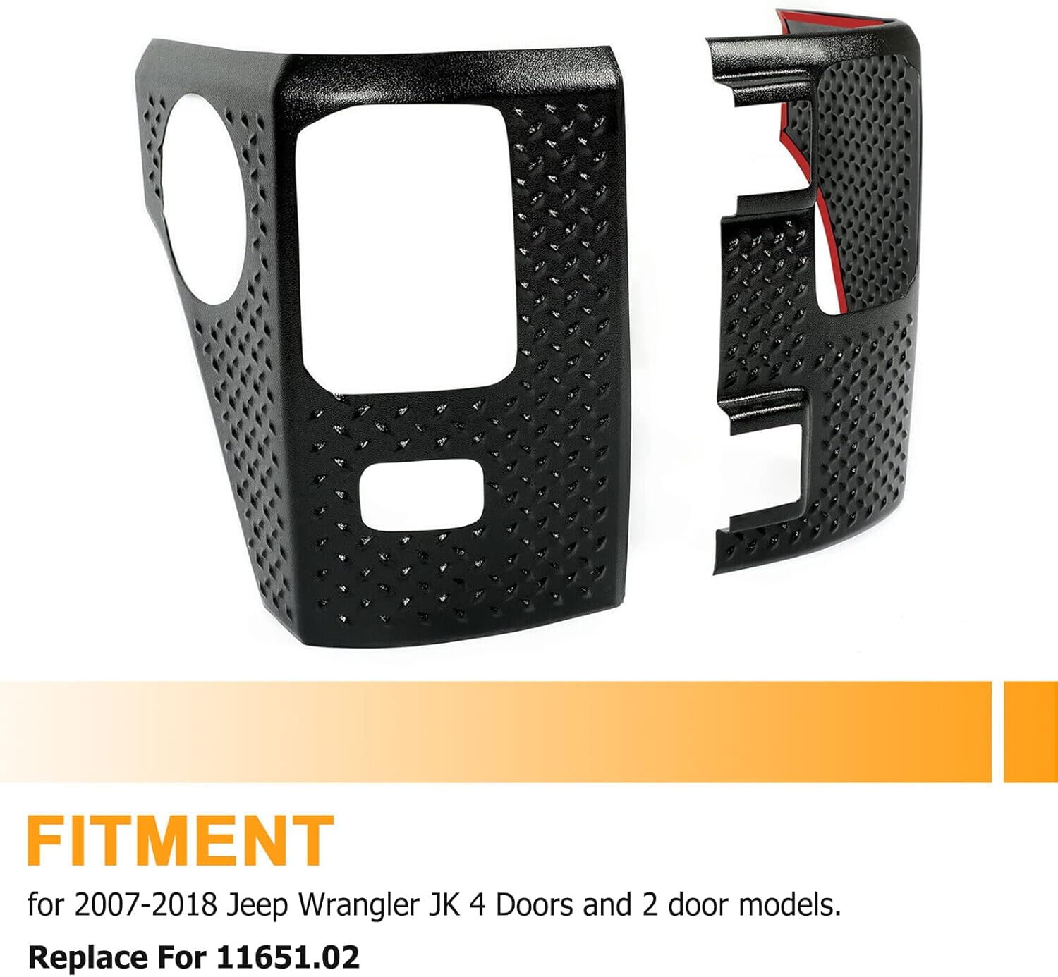 JK Rear Corner Guards Body Armor Kit Tail Light Trim Covers Compatible with 2007-2018 Jeep Wrangler JK JKU Rear Quarter Panel Black Diamond Armour, Replacement for 11651.01