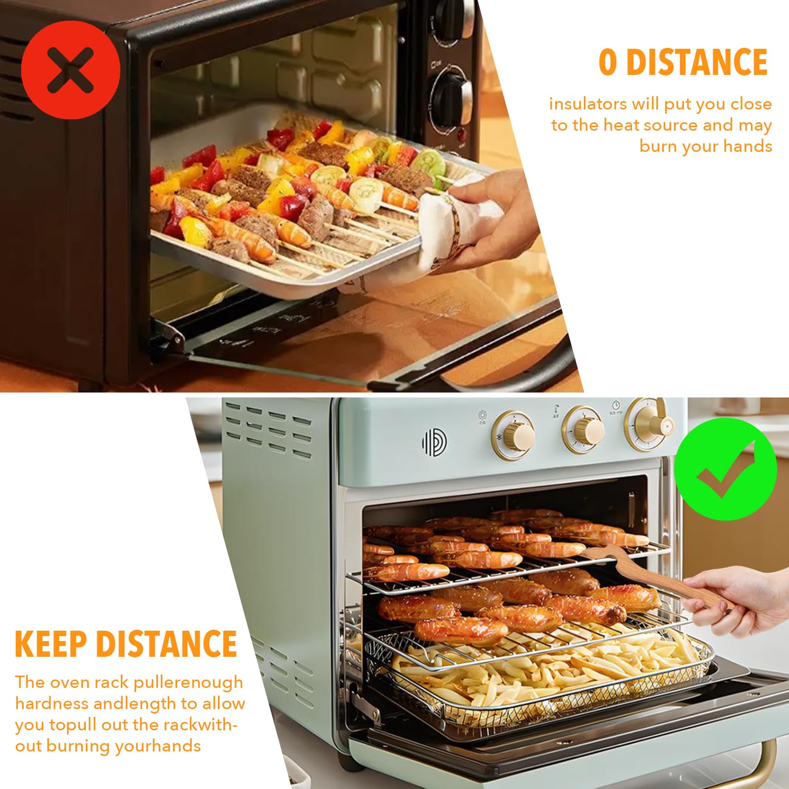 Praktischer Ofenrost-Zieher Aus Holz - Sicher Heiße Bleche & Roste Entnehmen - Für Backofen, Toaster & Heißluftfritteuse