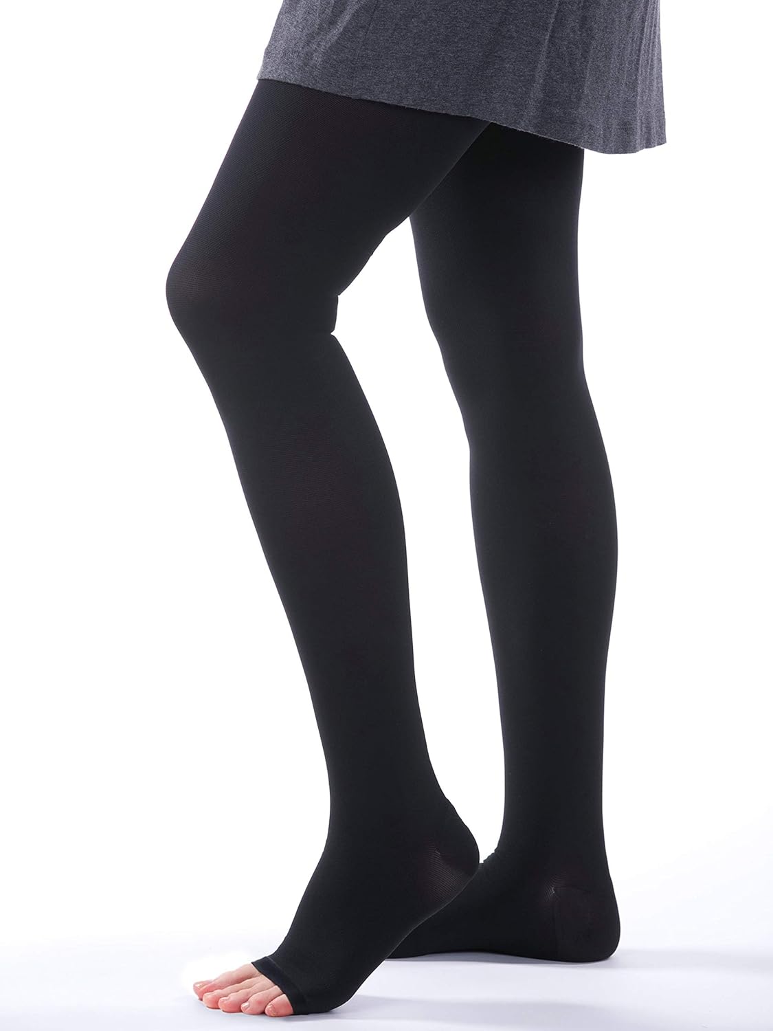 Allegro Womens 20-30 mmHg Compression Stockings, 263 Soft Opaque Microfiber, Thigh High Supports, Open Toe