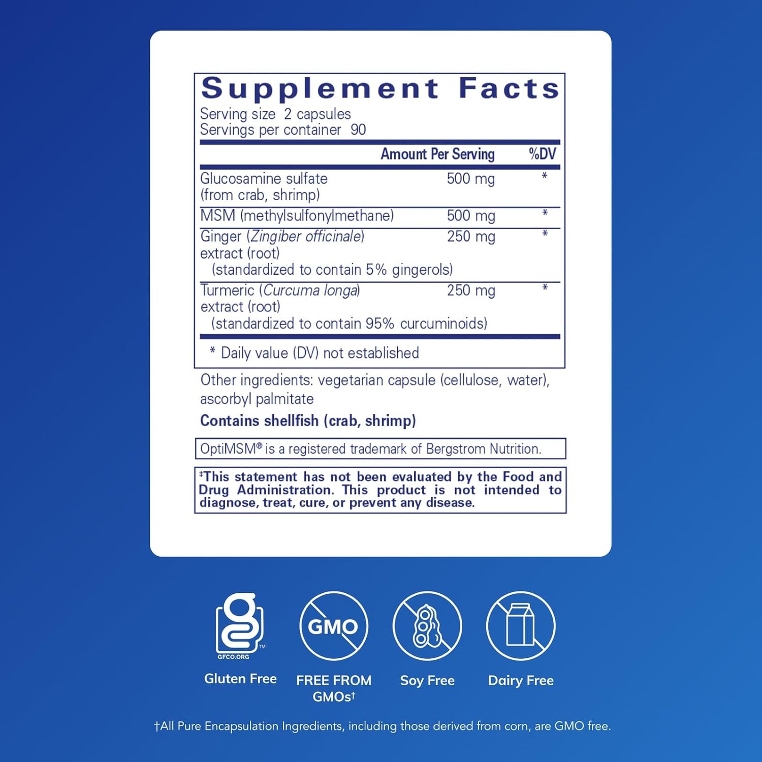 Pure Encapsulations Glucosamine MSM | Supplement for Joint Support, Mobility, Comfort, Cartilage Health, and Connective Tissue* | 180 Capsules