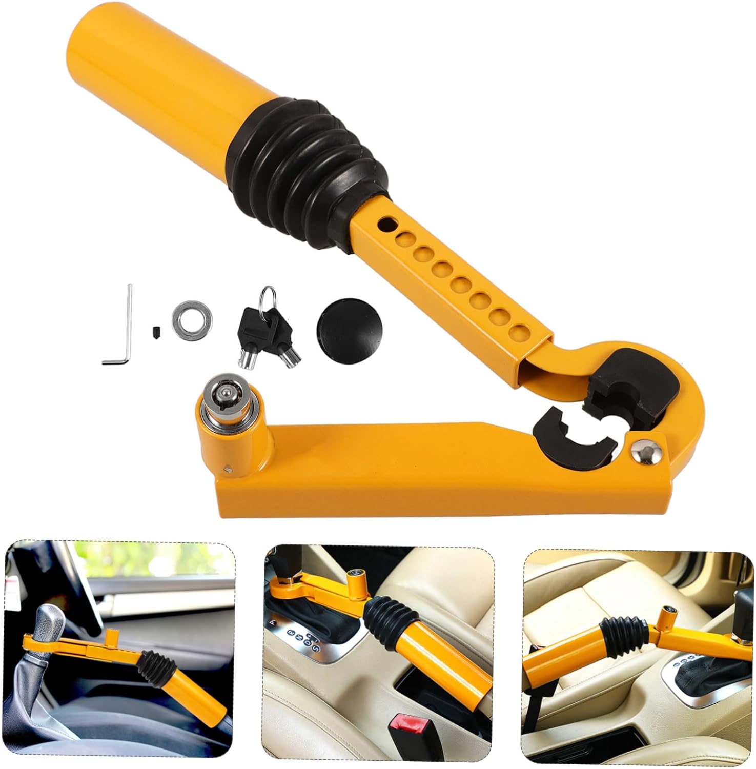 Adjustable Car Gear Stick Lock Anti-Theft Device for Trucks SUVs Easy Install Vehicle Lock with Steel Construction Manual Protection