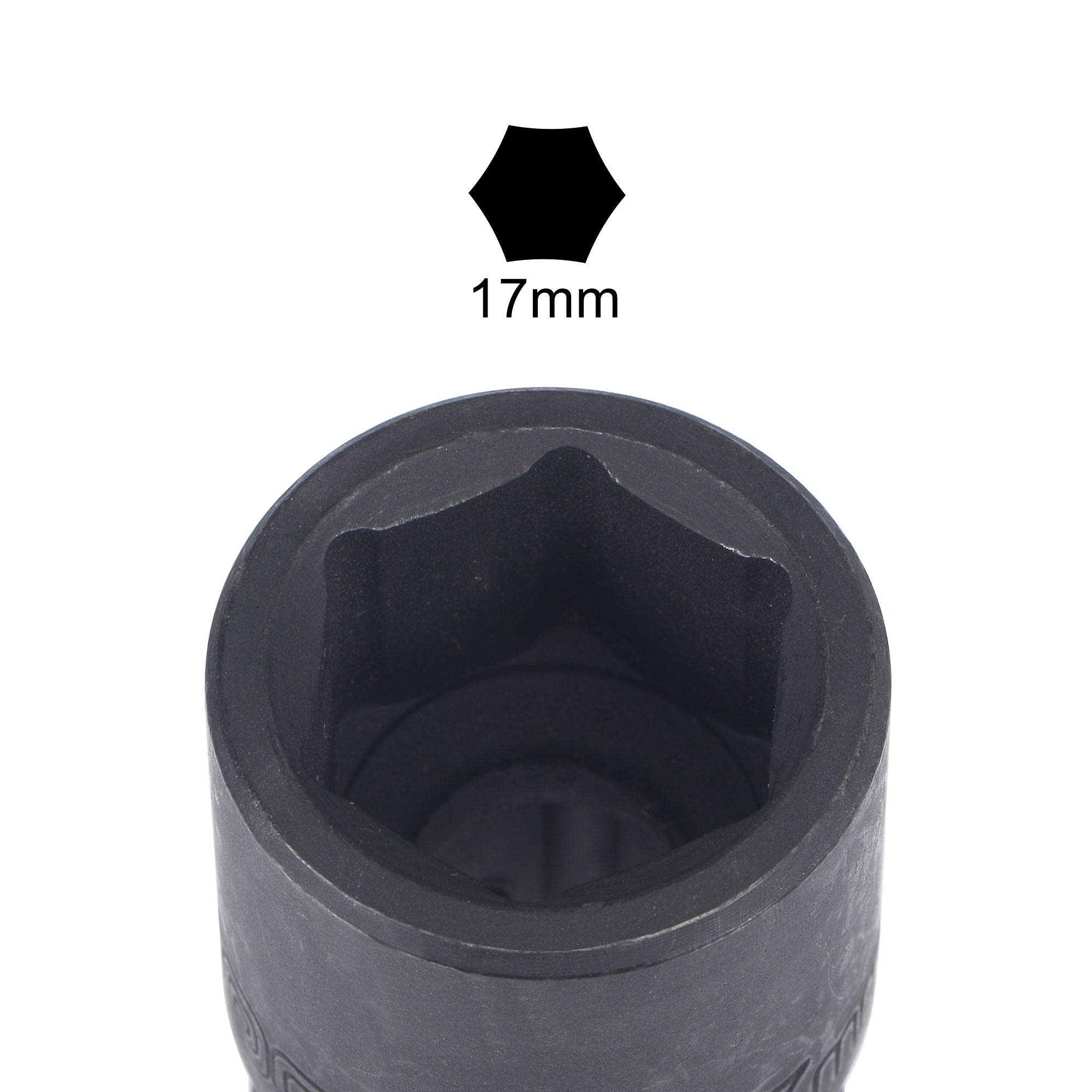 Sourcing Map Stecknuss 1/2 Zoll Antrieb – 17 Mm Tiefe Schlagschrauber-Nuss Aus CR-V-Stahl (20 Cm)