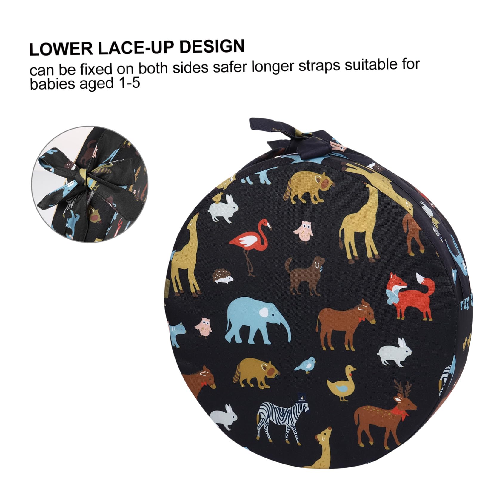 Toyvian Cojín Elevador de Asiento Infantil Redondo Negro 1 Pieza | Algodón y Espuma, Base Antideslizante, Fácil Limpieza, para Silla y Comedor