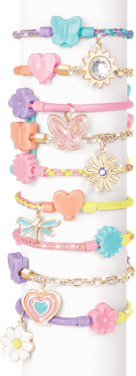 Make It Real: Linked Looks - 48pc DIY Bracelet Kit, Pastel Charms & Connectors, Mix & Match Styles, Cord Bracelet Jewelry Craft Set, Girls & Kids 6+