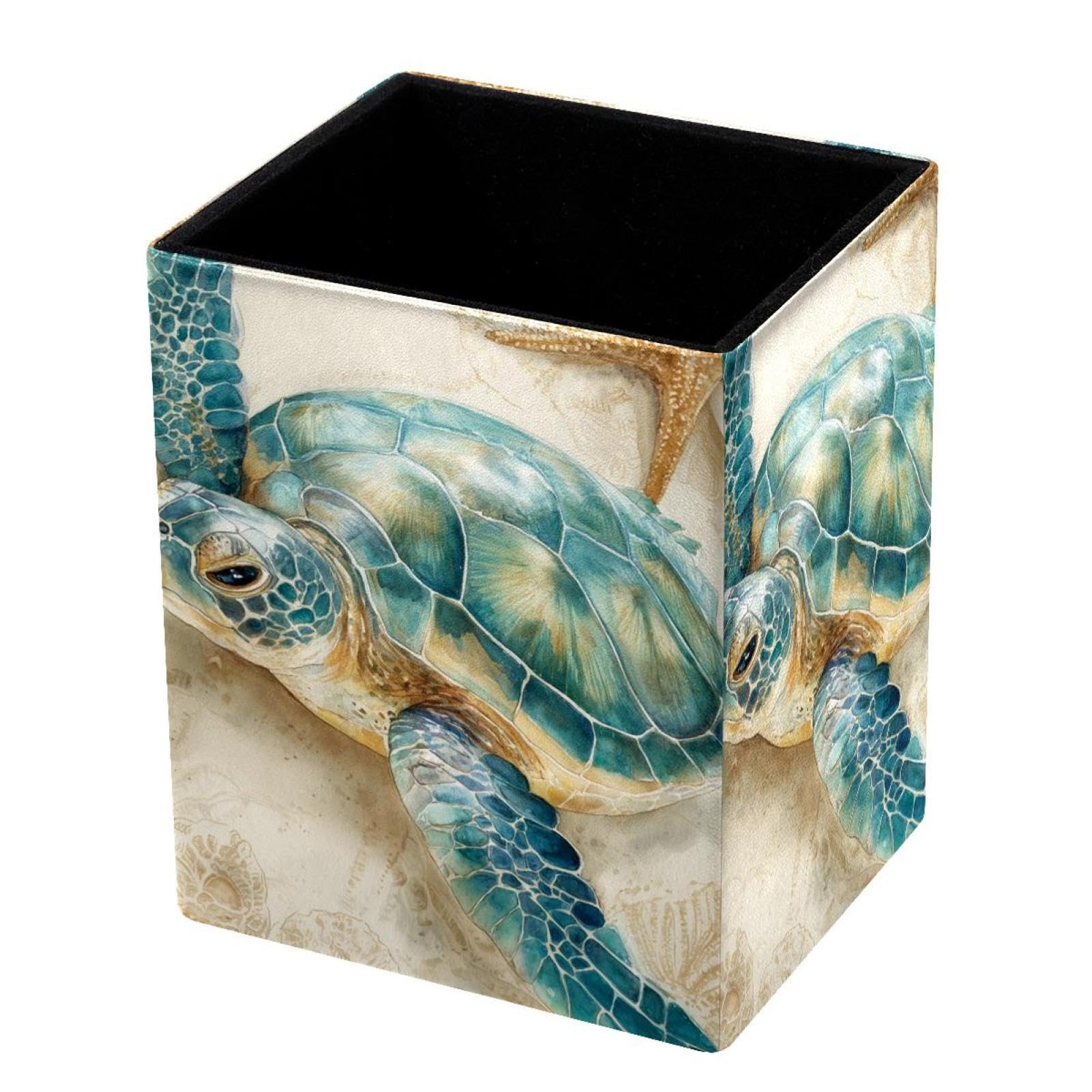 VAPOKF Pencil Holders for Desk, Sea ​​Turtle Printed Pen Holders Pen Pot Makeup Brushes Storage Desktop Stationery Supplies Organiser for Home Office