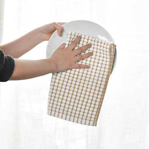 Miniatura 3 de Artoid Mode Juego de 6 paños de cocina de rizo naranja de algodón, 12 x 12 pulgadas, ultra suaves, absorbentes, de secado rápido, para limpieza del