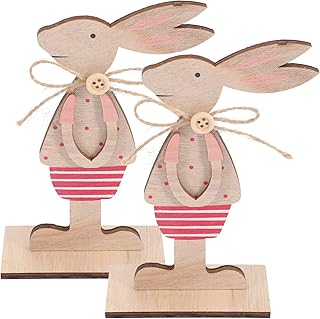 ABOOFAN 2pcs Easter Bunny Wood Signs Rabbit Table Centerpieces Rabbit Shaped Sign Easter Themed Table Decorations for Easter Party Tier Tray