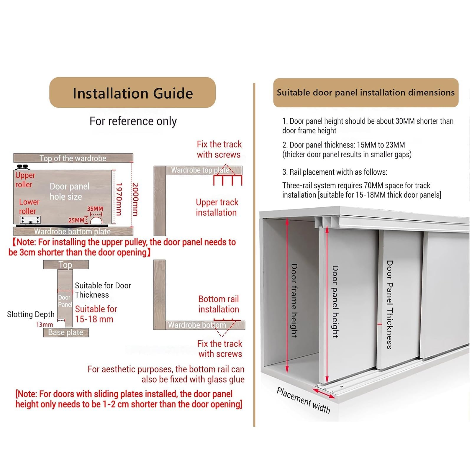 Kit de riel para puerta corredera de tres pistas, riel invisible de cierre suave, sistema deslizante sin ranuras, riel de puerta corredera de aluminio para armario, granero, baño