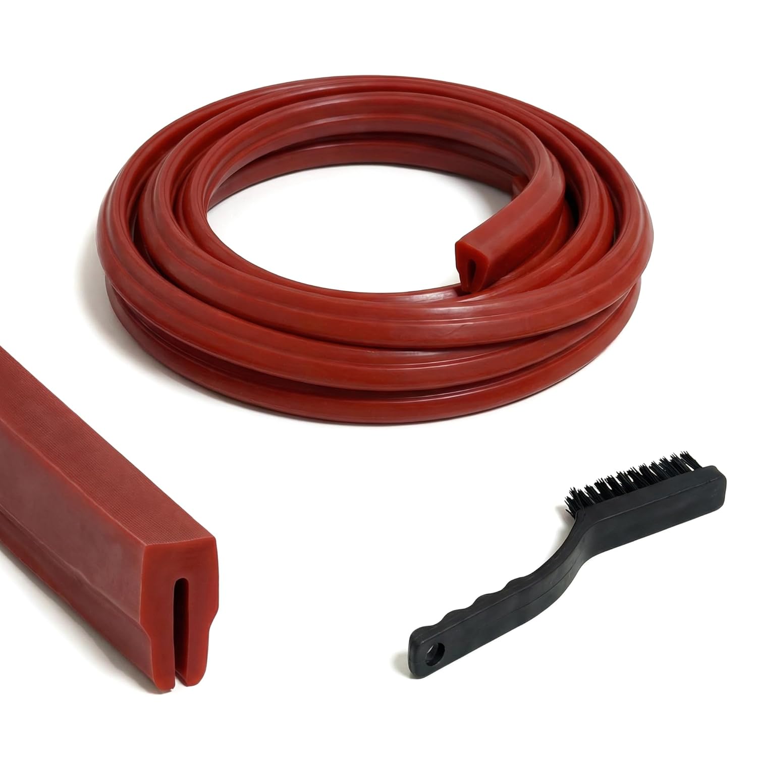 T-Slot Cover for Milling Machine Table Slots (5/8 Inch) - 197 Inch (16.4 Ft) Extra Long Roll - Heat Resistant Silicone Rubber Strip - Flexible Chip Guard for CNC and Manual Mills (Red)