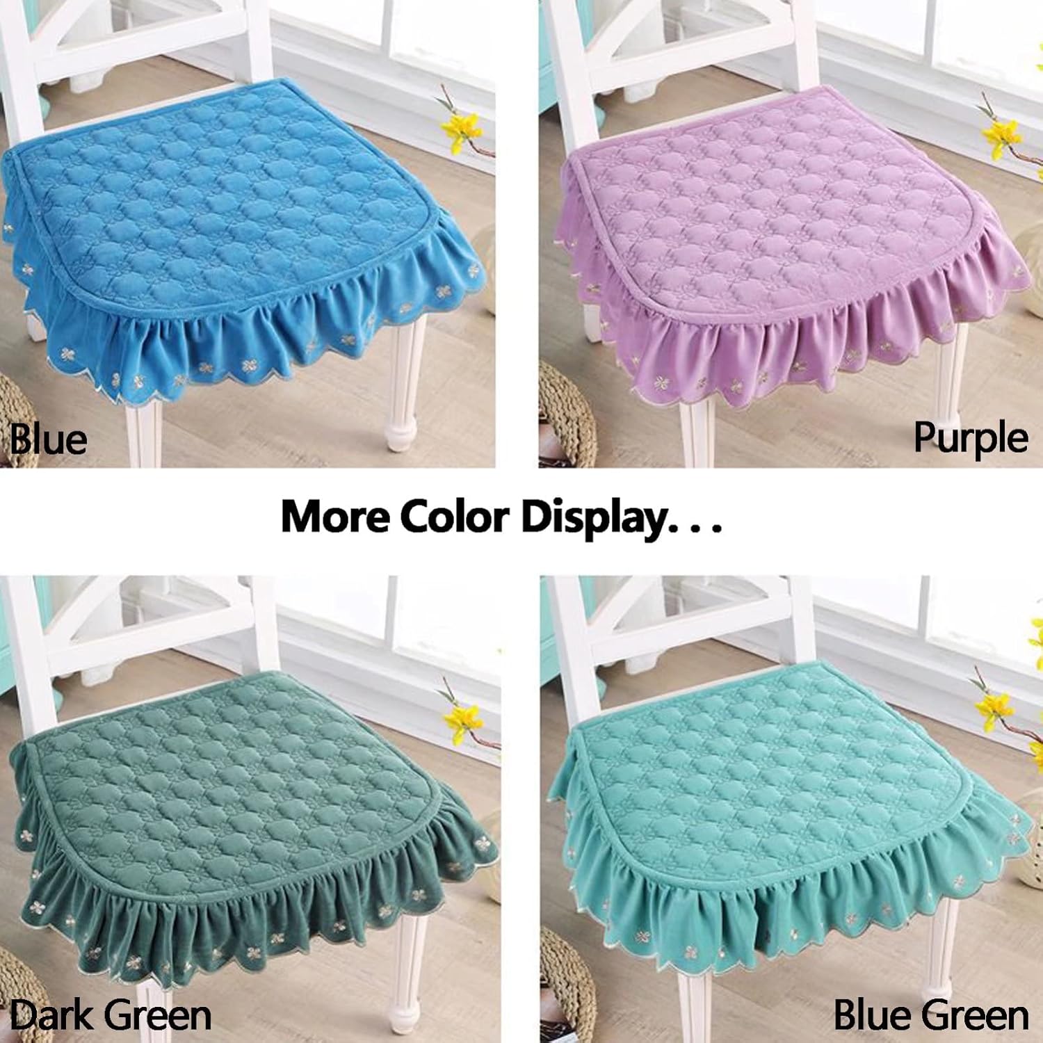 YSCO Seat Covers for Dining Chairs Tie On, Slipcovers for Dining Chairs 19 by 17, Soft Velvet Dining Chair Slipcovers with Skirt, Washable Chair Covers, No Fading and Skin-Friendly Grey