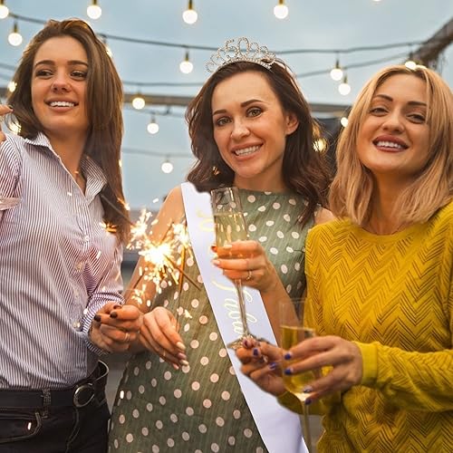 Miniatura 2 de CIEHER Juego de tiara de banda y diamantes de imitación "50&Fabulous", banda y tiara de cumpleaños, coronas de cumpleaños para mujeres, decoraciones