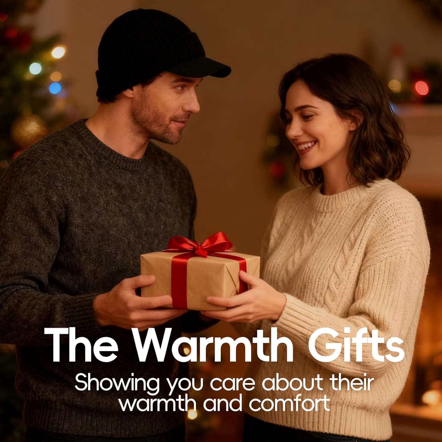 Waterproof Merino Wool Visor Beanie for Men Large Winter Beanie with Brim, Unisex Warm Fleece Lined Knit Wool Hat - Image 6