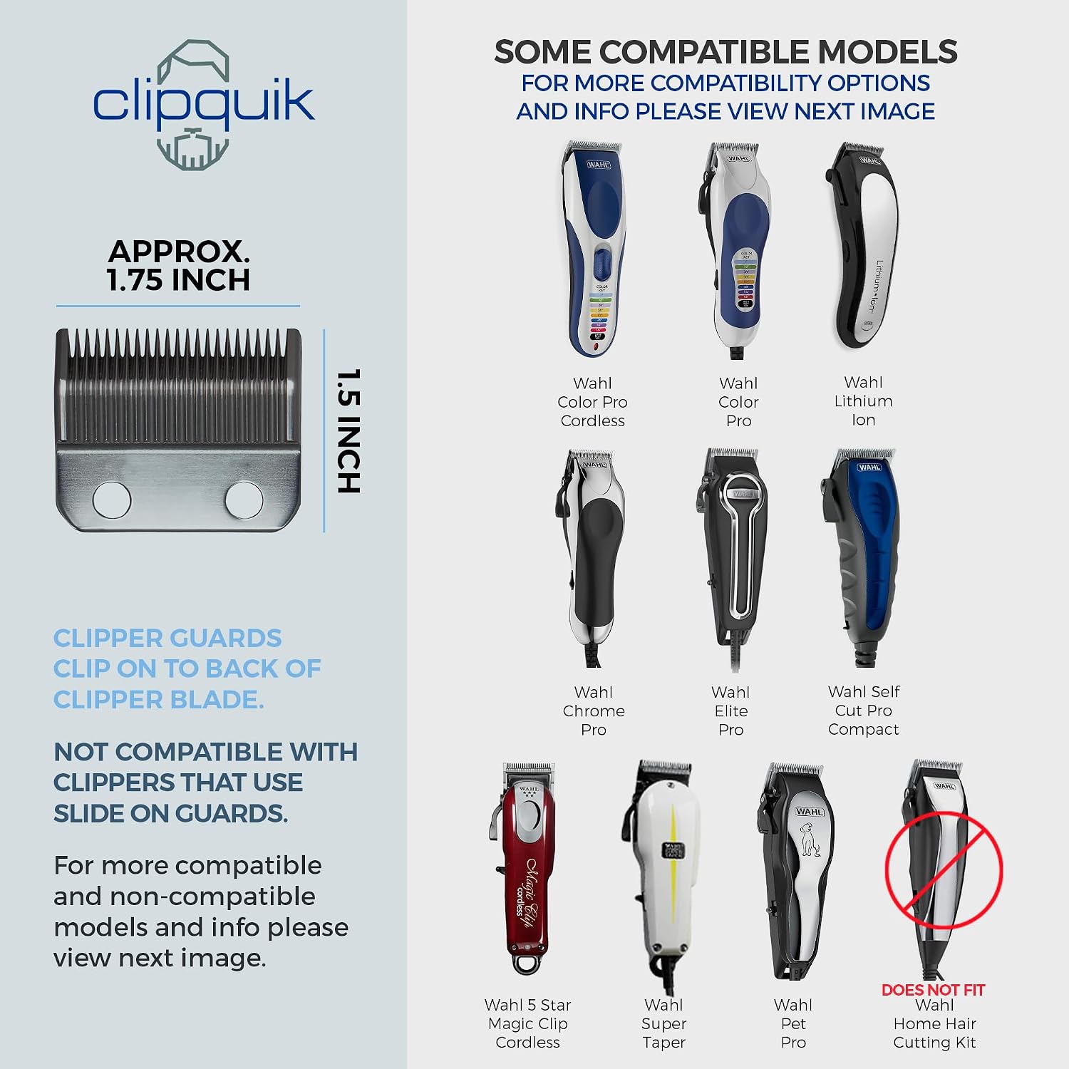 Premium XL Clipper Guards for Most Wahl Clippers, Extra Long and Sturdy #20 18 16 14 12 10 (2.5 inch, 2.25", 2", 1.75", 1.5", 1.25") Large Clipper Guide Comb Set