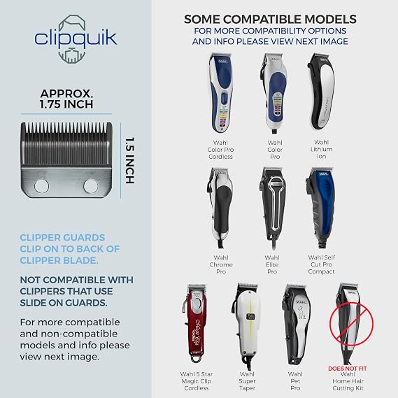 Premium XL Clipper Guards for Most Wahl Clippers, Extra Long and Sturdy #20 18 16 14 12 10 (2.5 inch, 2.25, 2, 1.75, 1.5, 1.25) Large Clipper Guide Comb Set