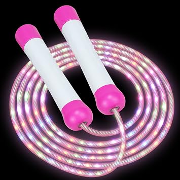 Skipping Rope Kids,Adjustable Jump Rope with LED Glowing for Home Exercise