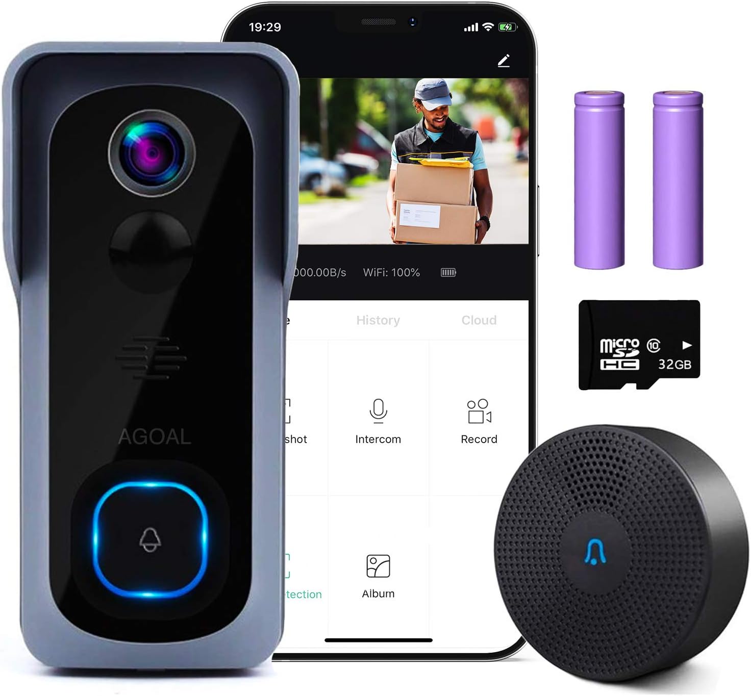 Top Brands WiFi Video Doorbell Camera, Agoal Wireless Doorbell Camera with Chime, 1080P HD Home Security Smart Doorbell Camera with 32GB SD Card Installed, 166° Wide Angle, PIR Motion Detector, Night Vision