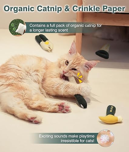 Miniatura 2 de Joytale 4 juguetes para gatos en forma de herramienta, sonido orgánico de hierba gatera y arrugado, suaves y duraderos, juguetes interactivos para