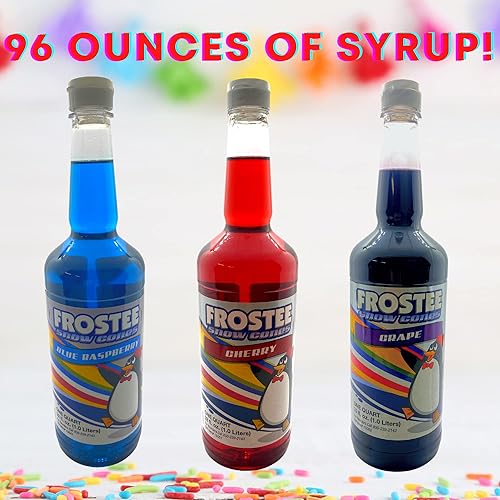 Miniatura 3 de Concession Essentials Kit de cono de nieve de 96 onzas, kit de 140 piezas de cono de nieve multicolor, incluye (3) 32 onzas, 40 tazas (12 onzas), 50