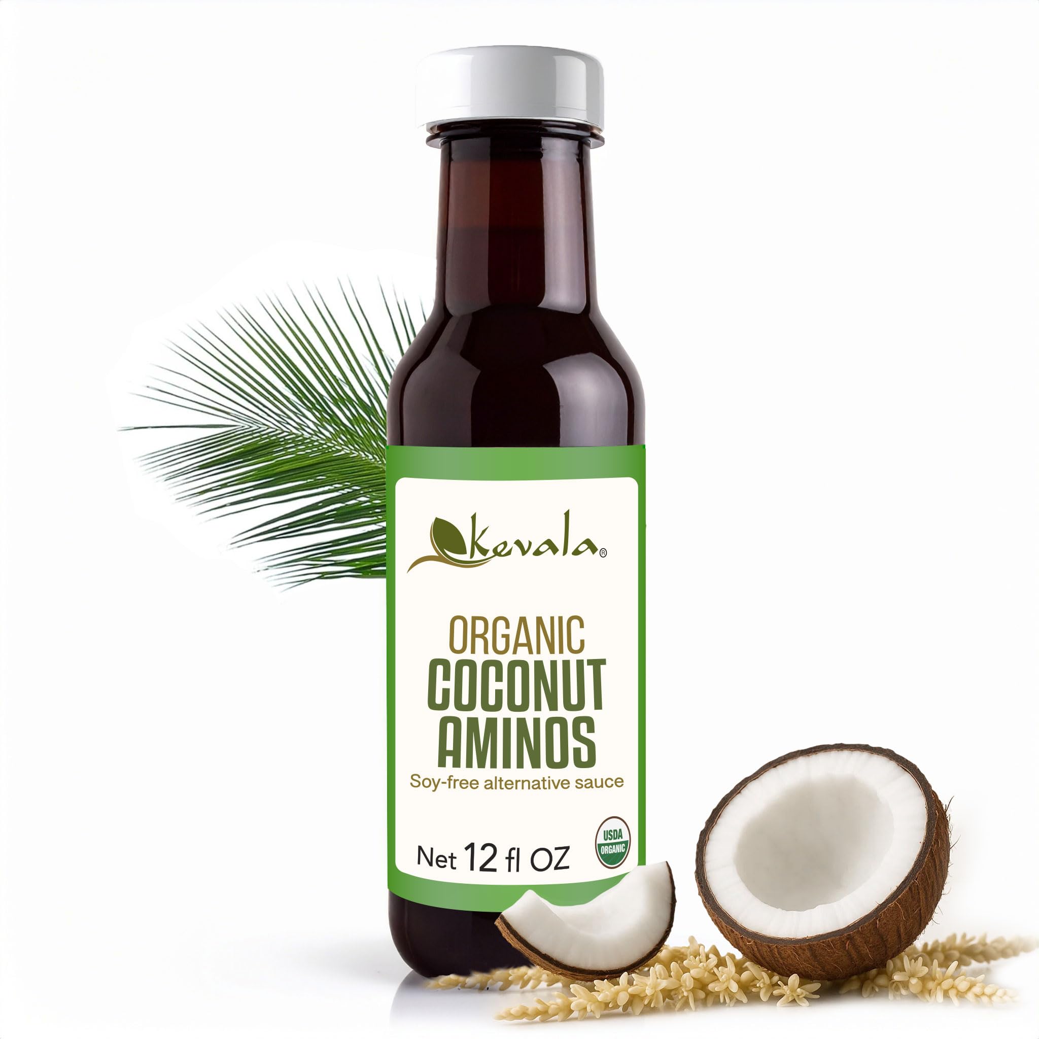 Kevala Organic Coconut Aminos Soy-Free Seasoning from Coconut Nectar & Blossom Sap | Gluten-Free, Kosher, Vegan, USDA Organic, Non-GMO | Soy Sauce Alternative (12 Fl Oz (Pack of 1))