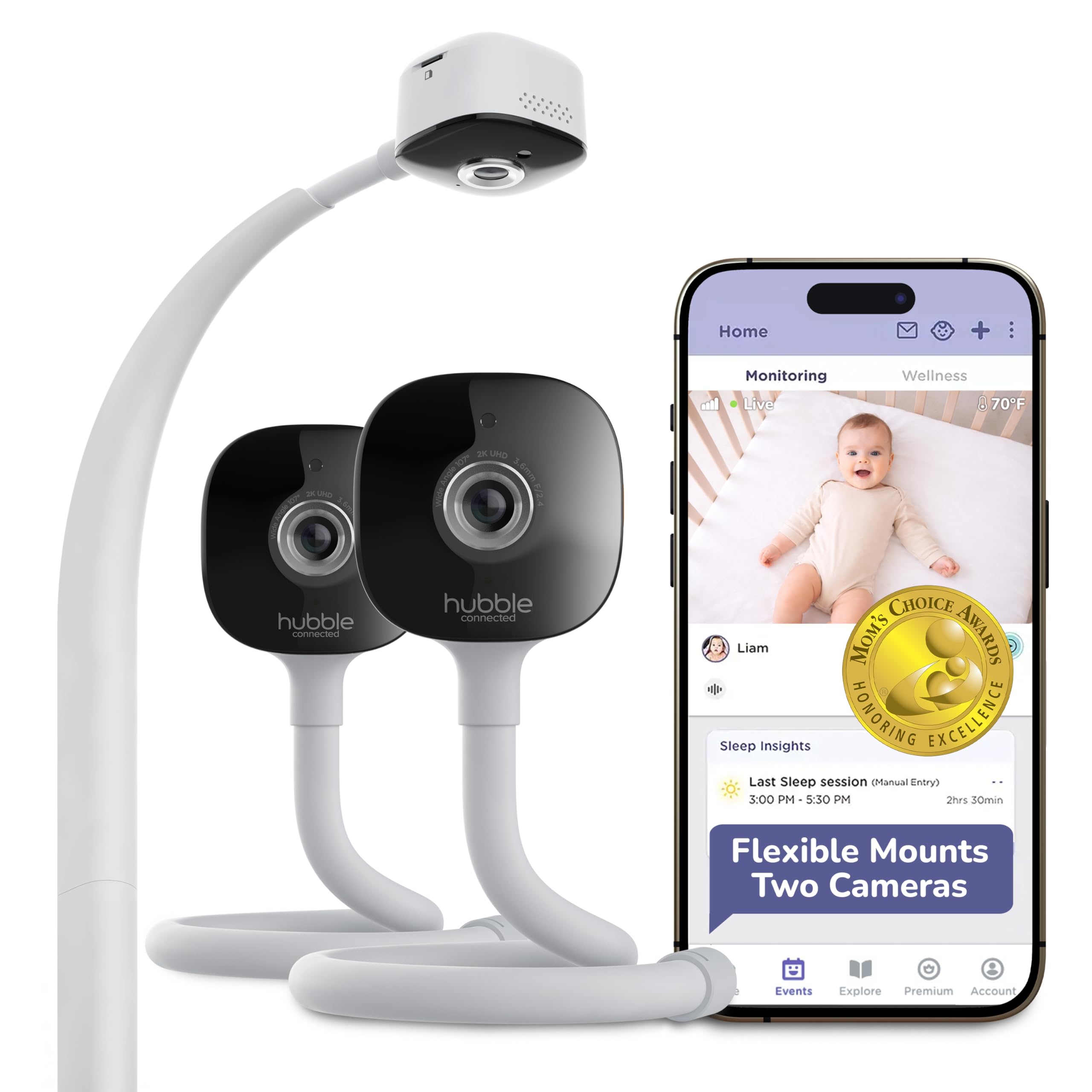 HUBBLE CONNECTED GoBaby Twin - Two 2K HD Baby Monitor Cameras