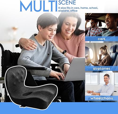 Miniatura 6 de Cojín de asiento de oficina para apoyo de glúteos y espalda, almohadas grandes de espuma viscoelástica para el coxis para sentarse, almohada de