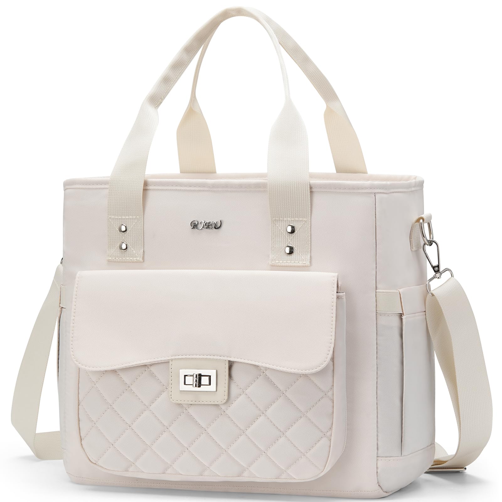 RJEU Women Lunch Box for Work,Large Insulated Lunch Bag Leakproof Cooler for Adults,Loncheras para Mujer (Beige)