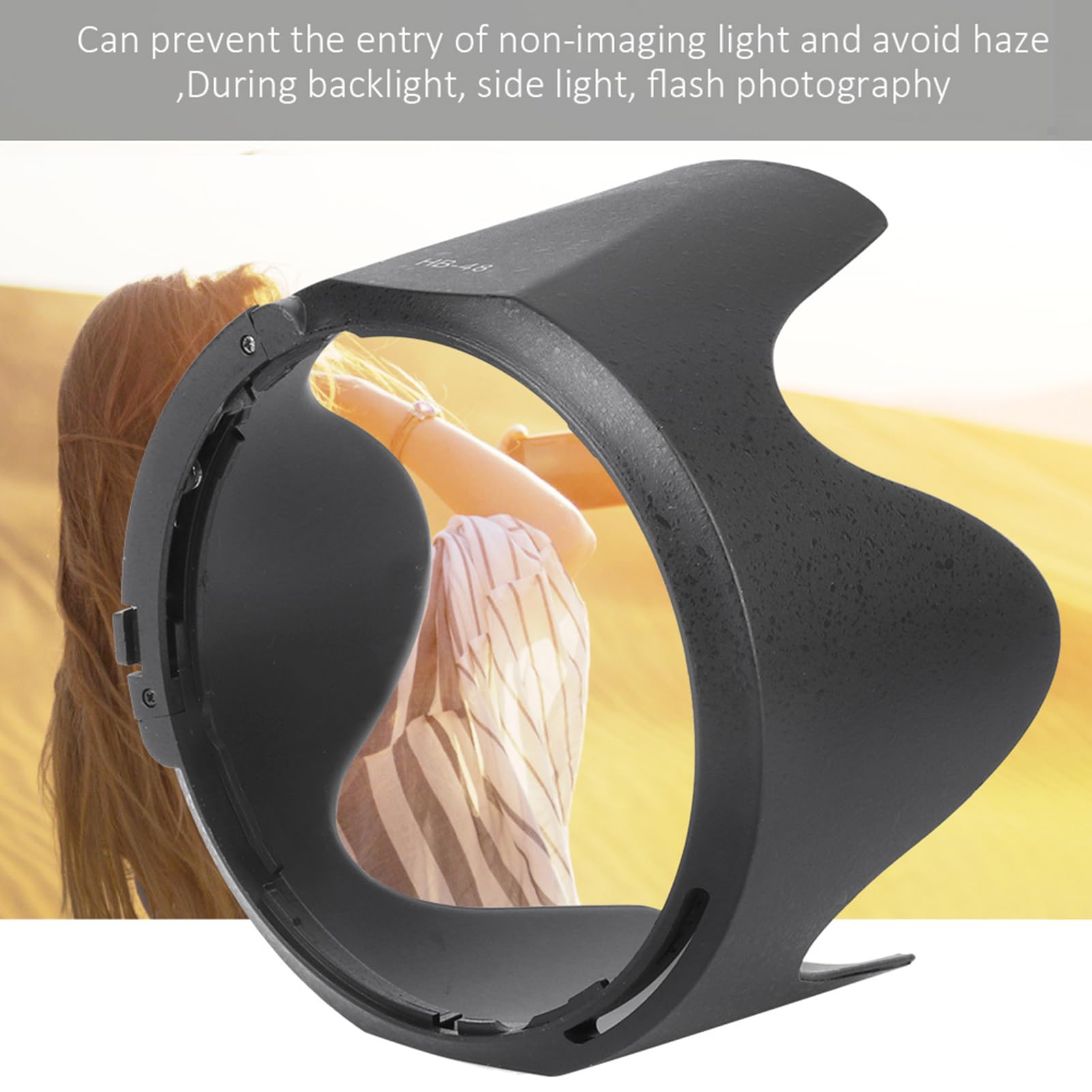 Paraluce in Plastica per Obiettivo AF - S 70-200mm F / 2.8G ED VR II, Nero, Modello HB - 48 - Protezione Contro Luce Parassita, Resistente e Durevole, Ideale per Fotografia Pro