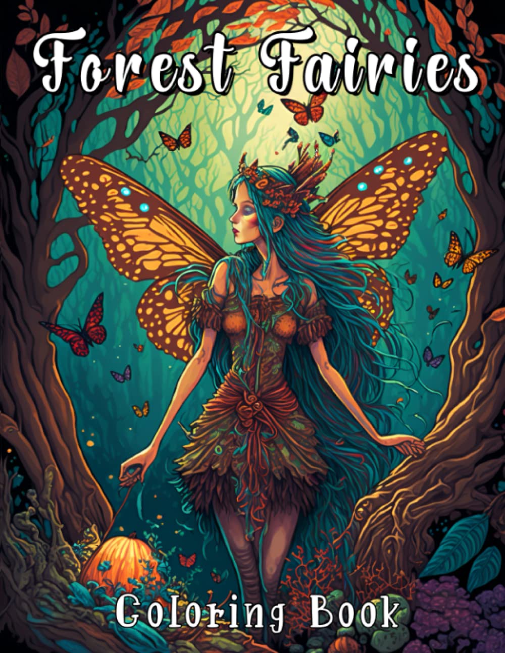 Forest Fairies Coloring Book: Beautiful Fantasy Women, Cute Magical Creatures Illustrations for Adults and Teen Girls, Detailed Forest Fairy Designs To Provide Stress Relief & Relaxation