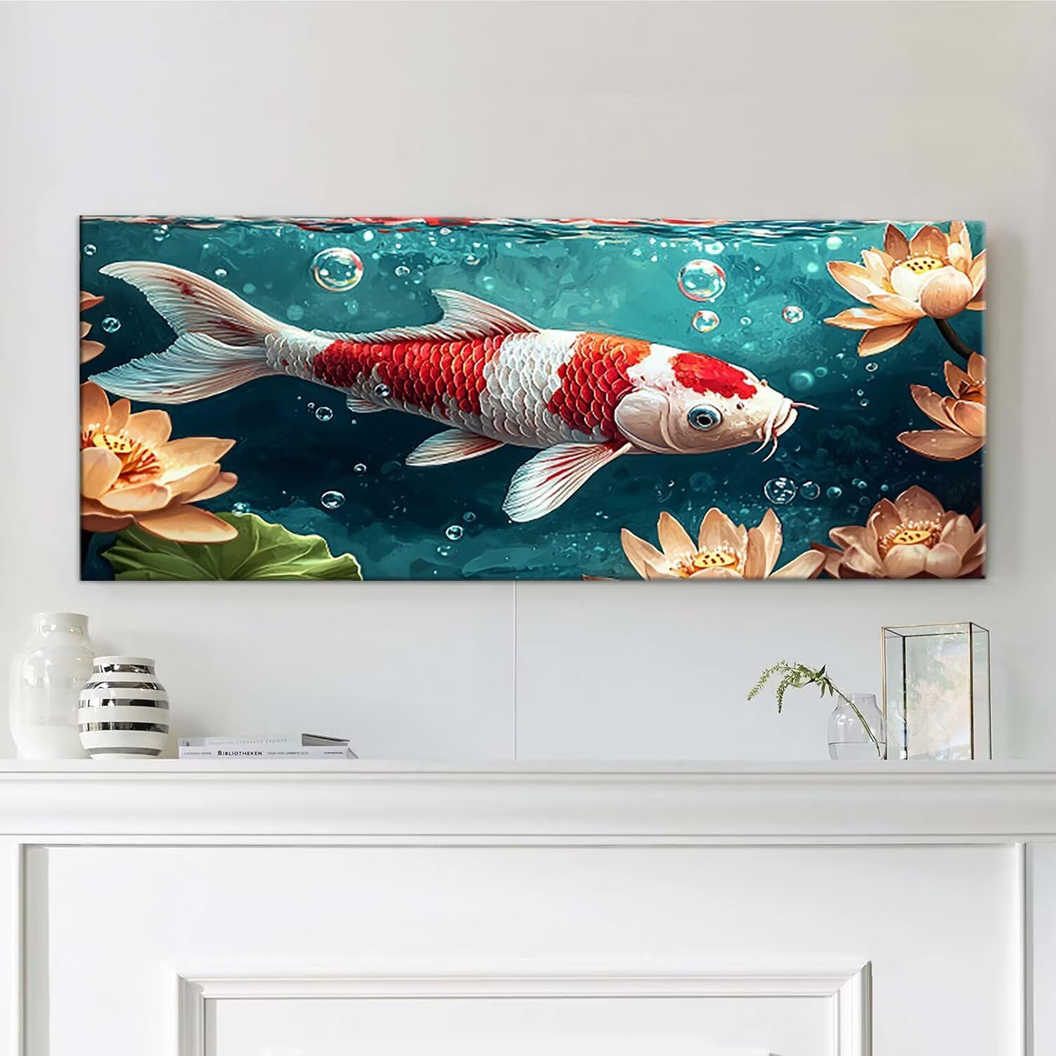 金魚のハスの花 数字油絵 Paint by Numbers Adults DIY 数字塗り絵 子供と大人向け 初心者向け ナンバーペ